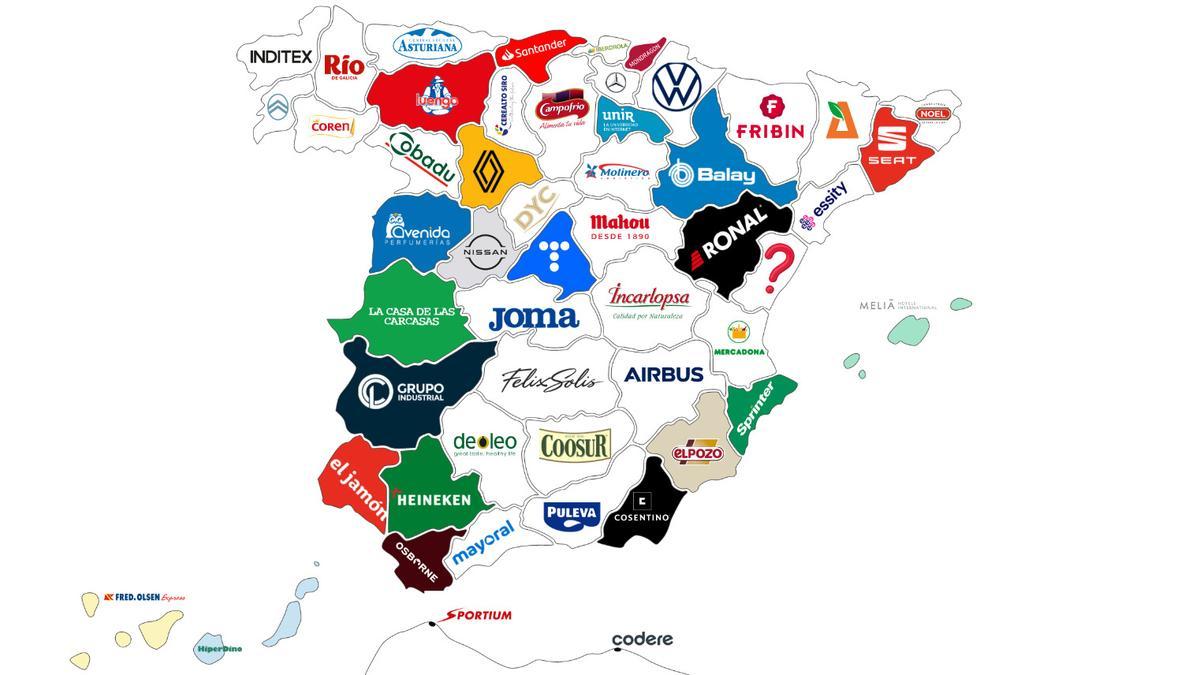 El mapa de las empresas líderes en cada provincia española