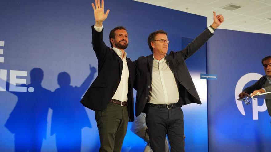 Pablo Casado y Alberto Núñez Feijóo, hoy en Lalín. // Bernabé