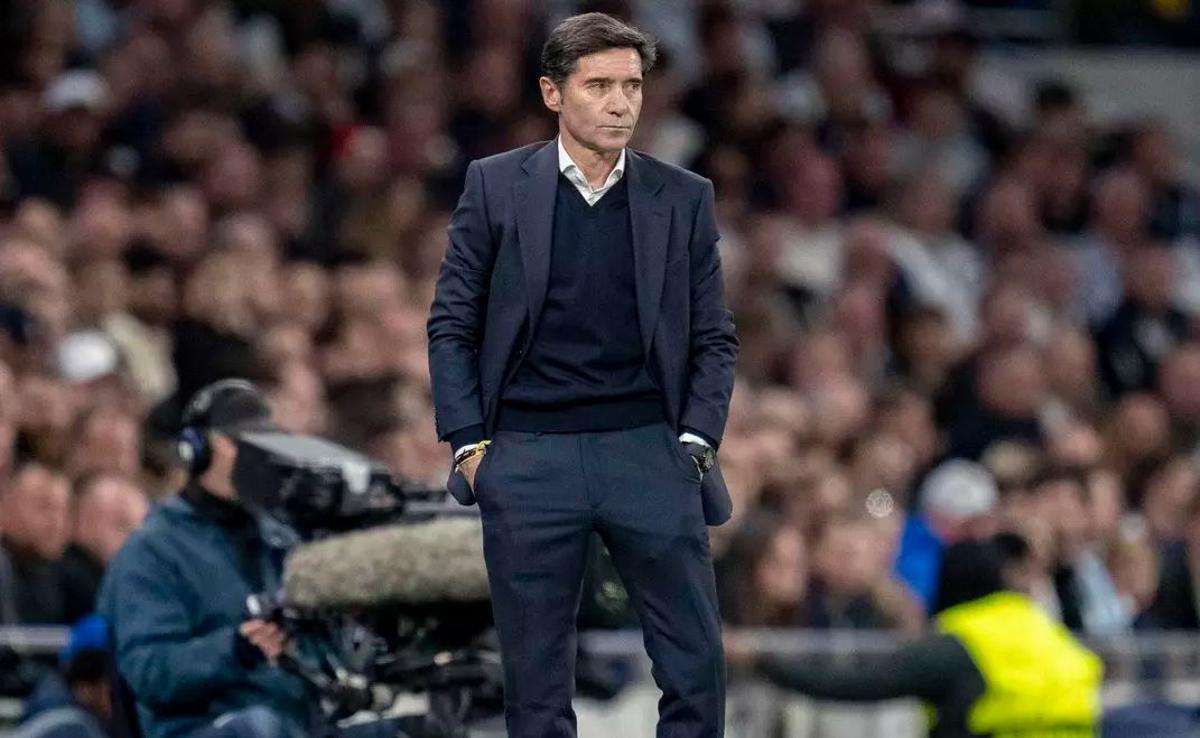 El entrenador el Villarreal, Marcelino García Toral, en el estadio del Tottenham