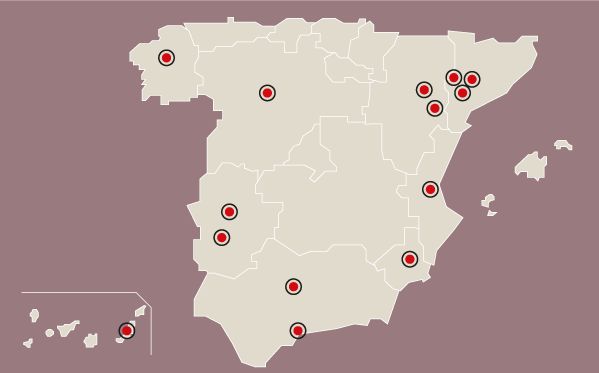 Mapa de los casos de coronavirus en España