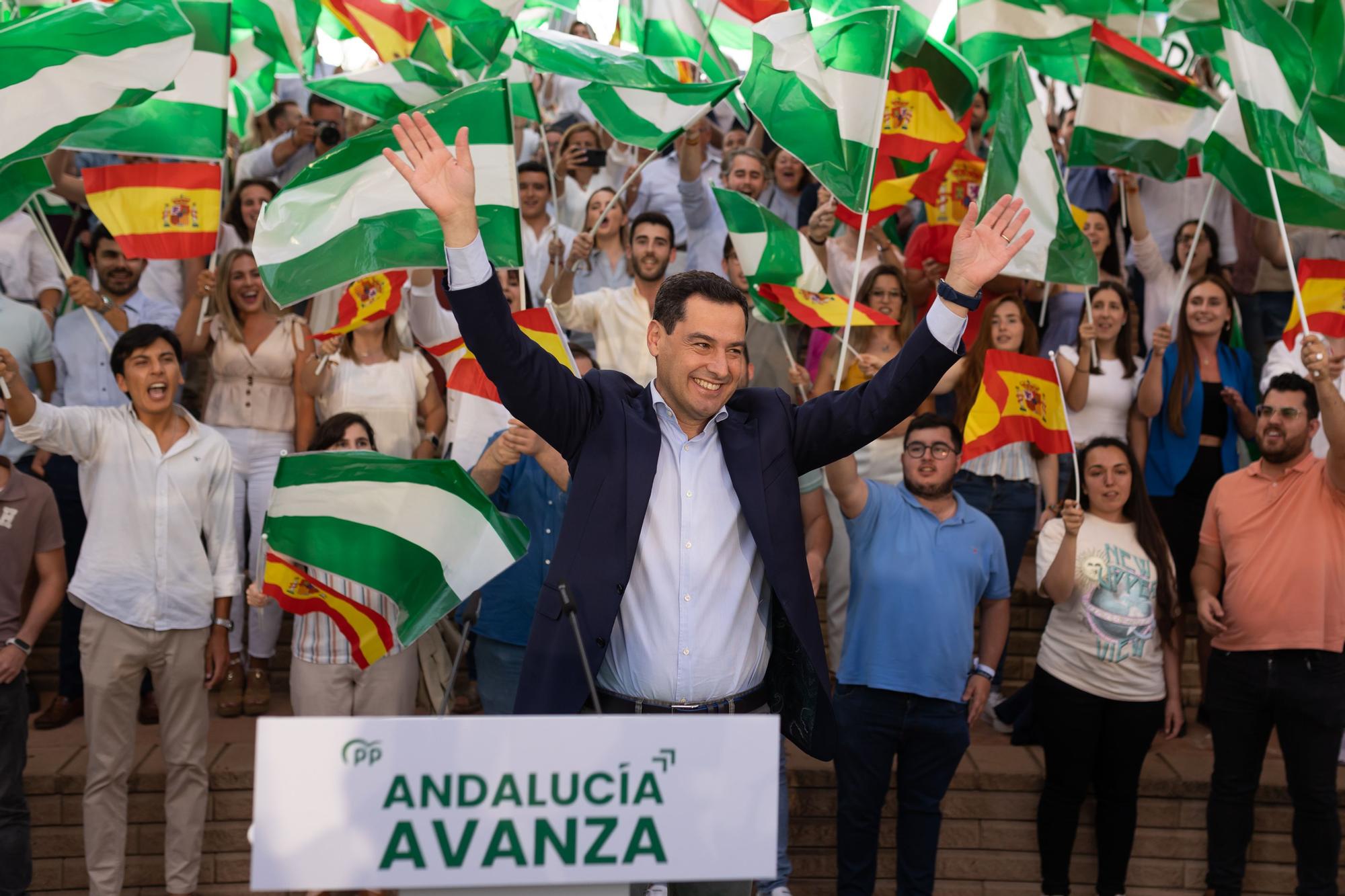 Moreno en un acto de campaña en Málaga