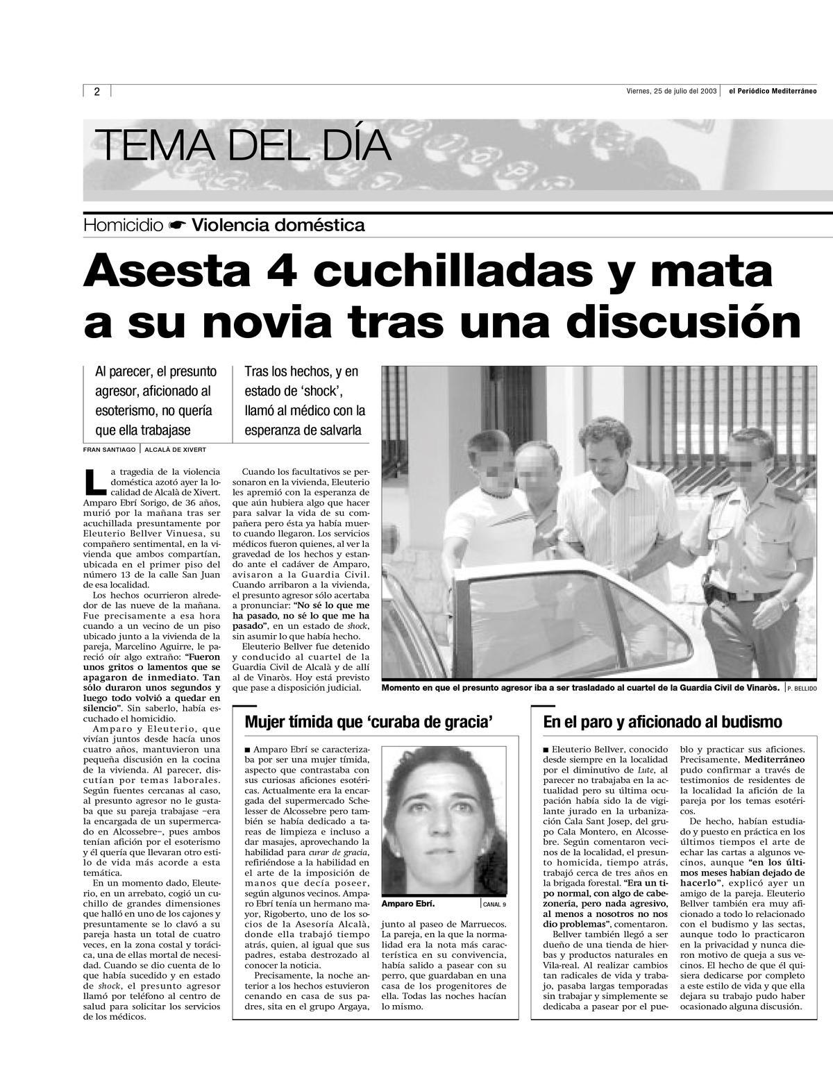 'MEDITERRÁNEO' fue el periódico que hizo una cobertura más amplia del caso.
