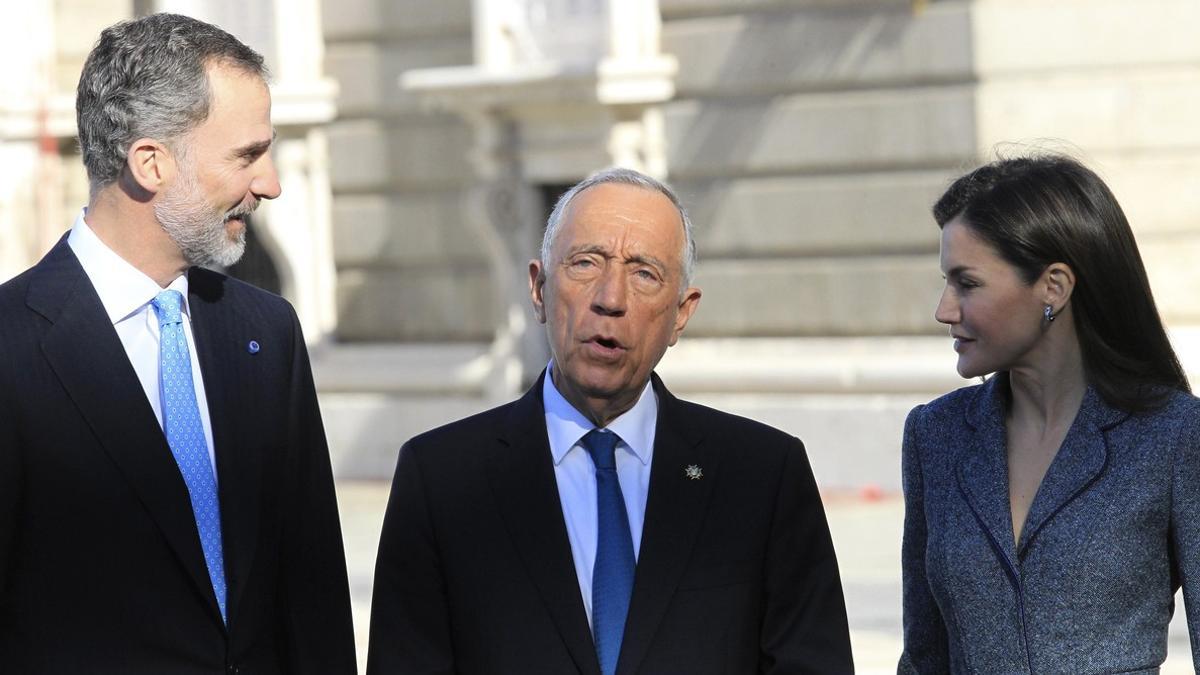 El presidente de Portugal Marcelo Rebelo de Sousa, recepción Palacio Real