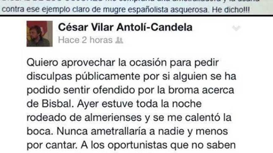 Dos imágenes del Facebook de César Vilar.