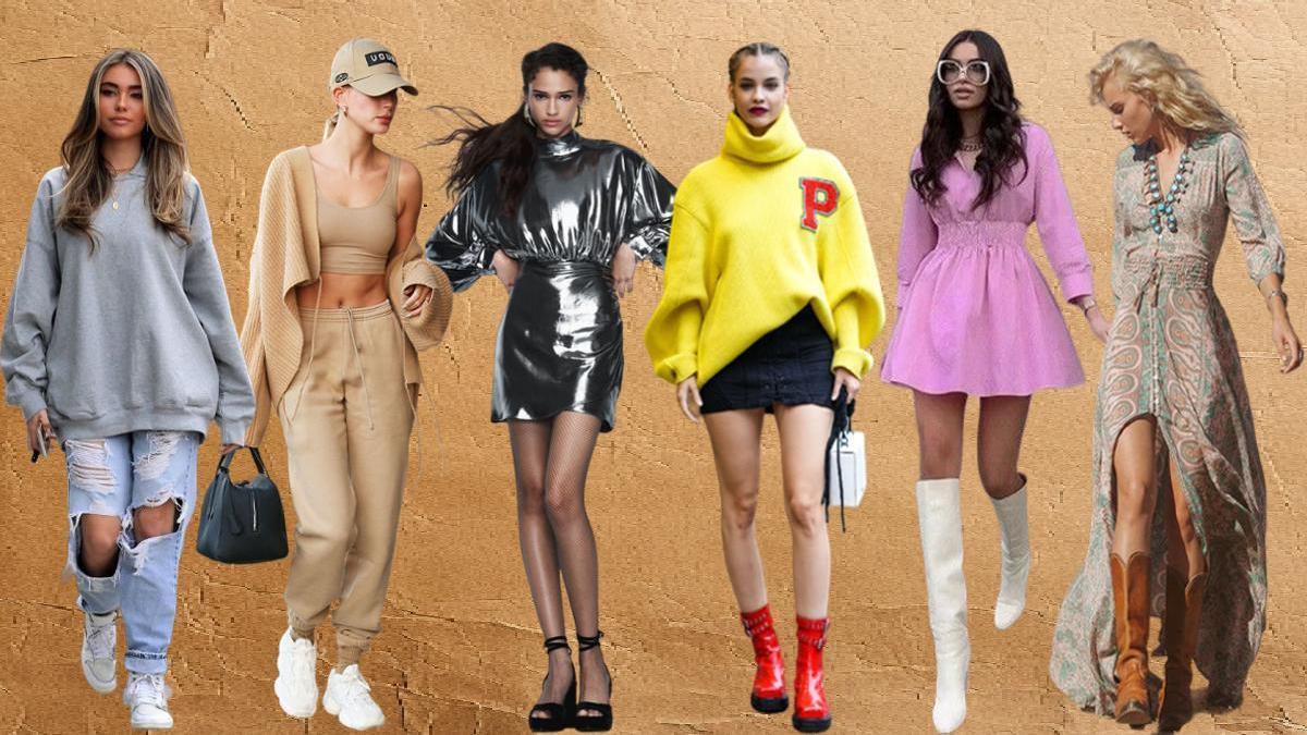 Algunos de los estilos de vestir más de moda: oversize, athleisure, disco, preppy, barbicore y boho.