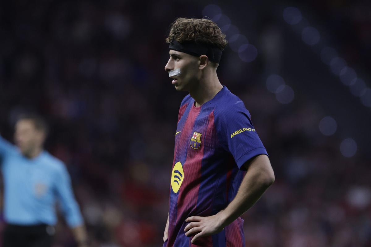 El centrocampista del FC Barcelona Fermín López durante el encuentro correspondiente a la vuelta de los cuartos de final de la Liga de Campeones disputado el pasado 14 de abril entre Atlético de Madrid y FC Barcelona en el estadio Metropolitano, en Madrid. EFE/ Juanjo Martín. (Barcelona) (Atlético Madrid) (Celta)