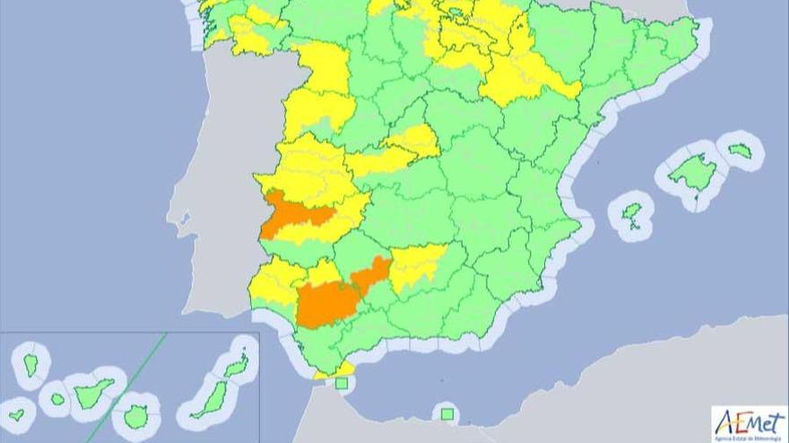 Extremadura vuelve a marcar las temperaturas más altas de España a medianoche