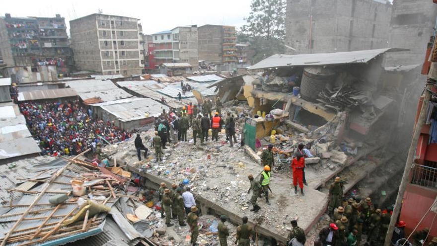 Vista general del edificio que se ha derrumbado en Nairobi.