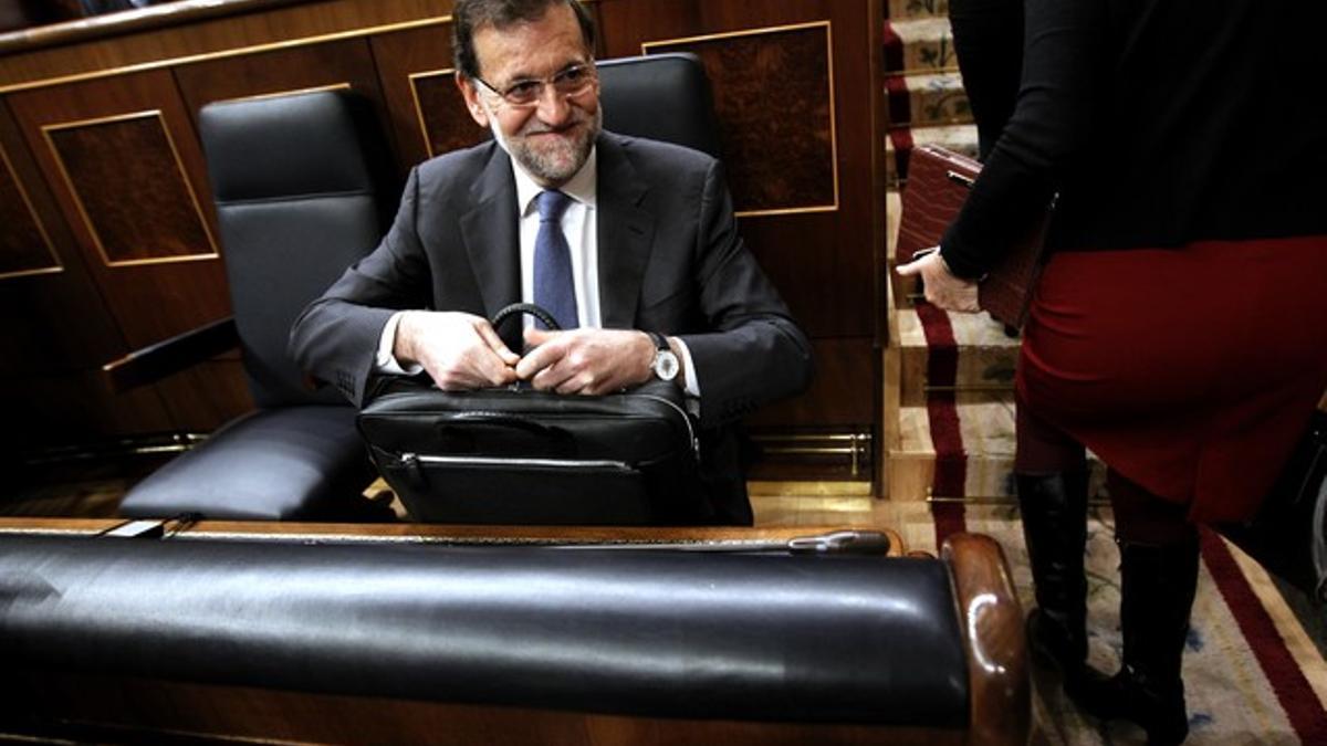 Mariano Rajoy, en su escaño del Congreso.