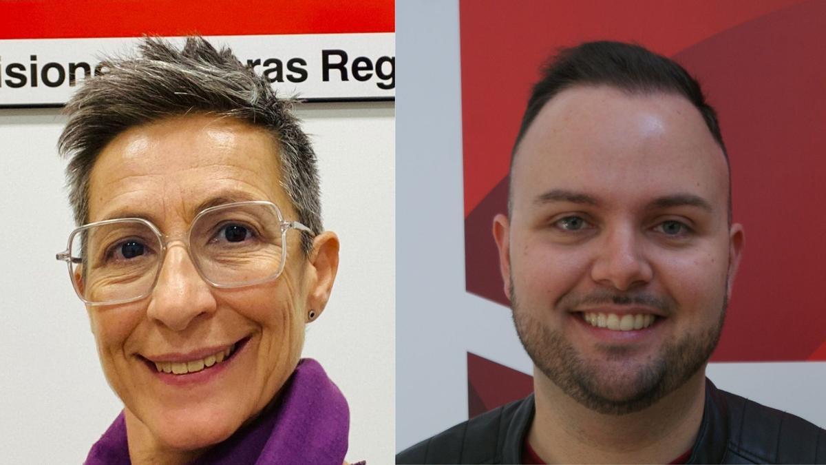 María Ángeles Guevara (CC OO) y Miguel Lajarín (UGT).