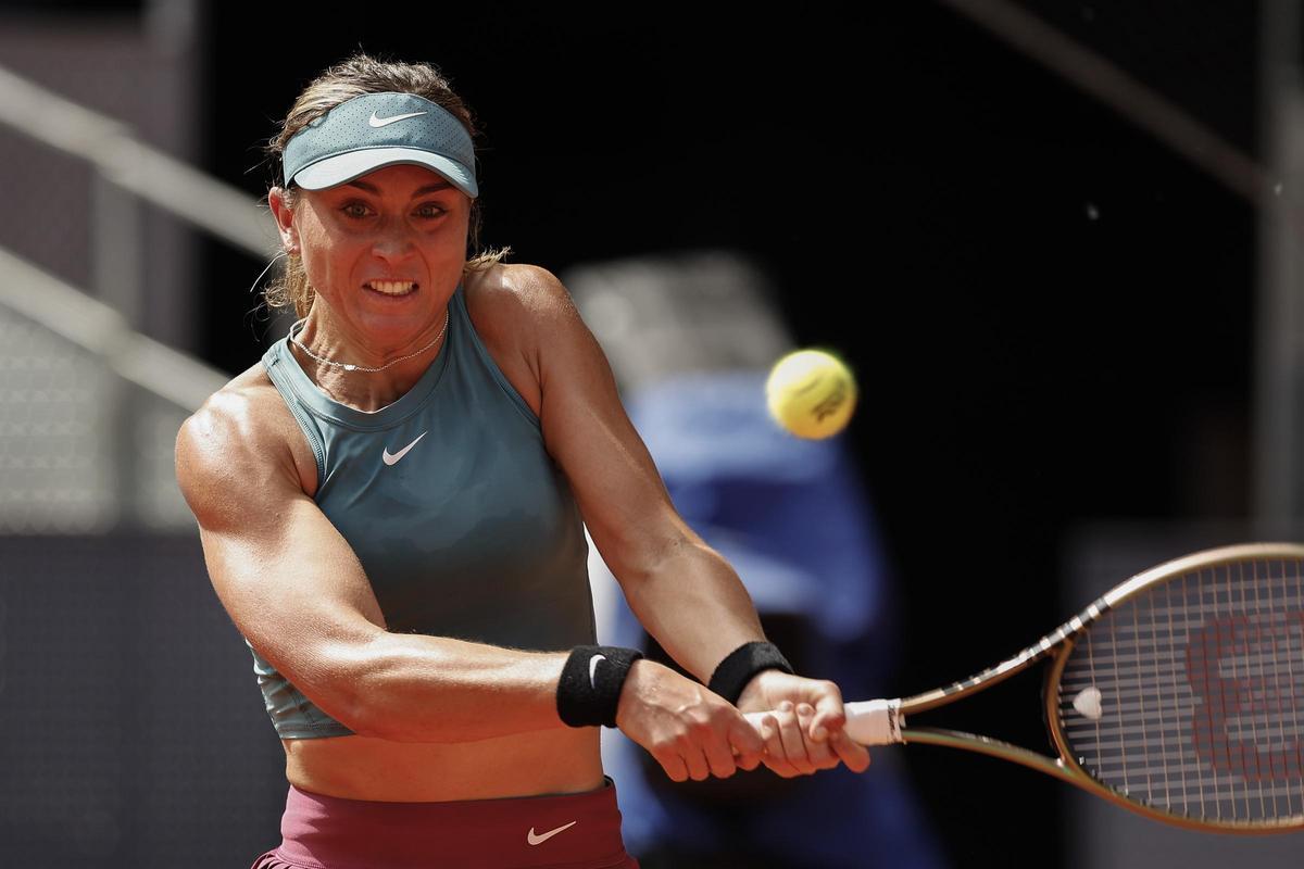 La tenista española Paula Badosa durante su partido en el Mutua Madrid Open.