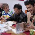 De izquierda a derecha, Pablo Vierci, Santiago Vaca, J.A. Bayona y Simón Hempe firmando ejemplares en Sant Jordi de La sociedad de la nieve’.