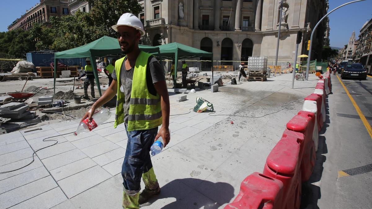 Obras en la Via Laietana, en Barcelona.