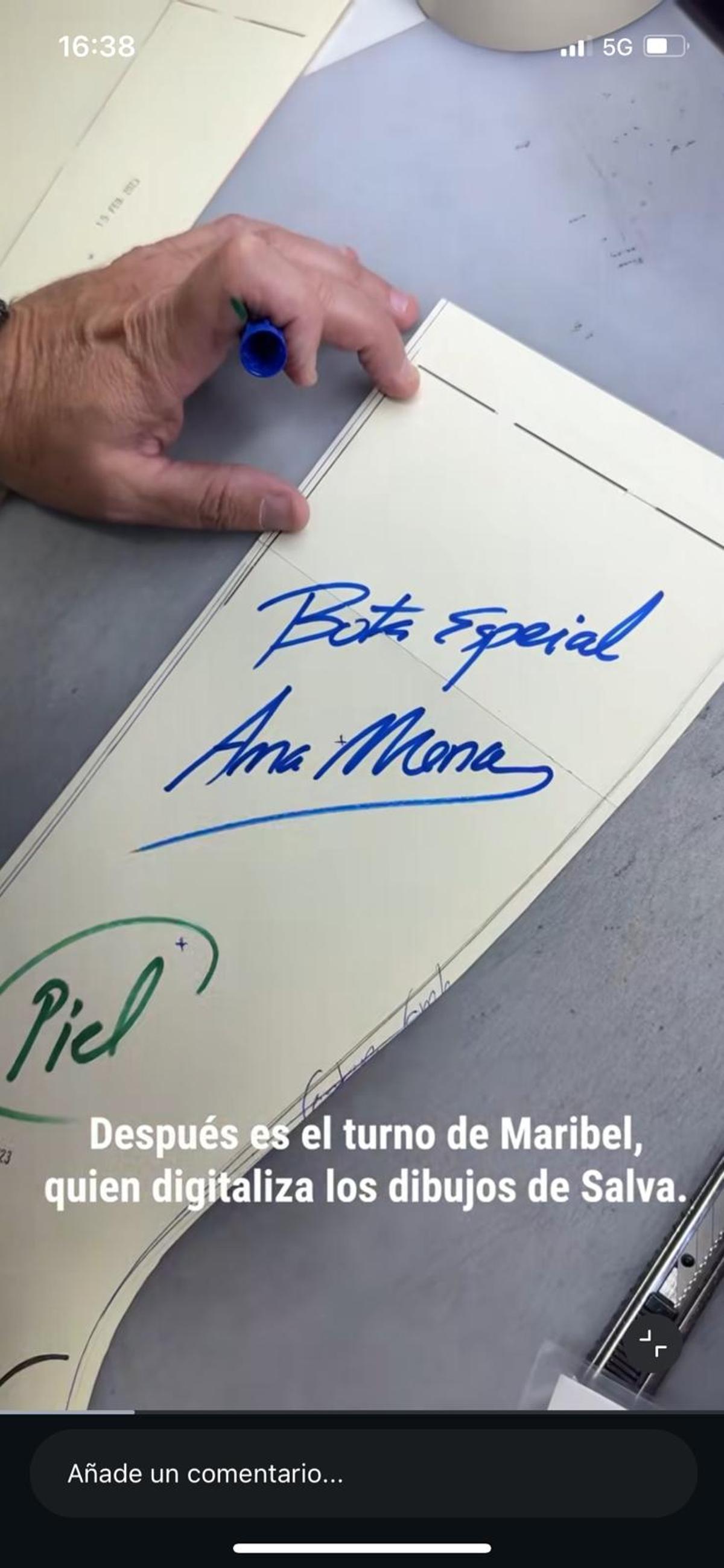 Uno de los frames del vídeo de Instagram publicado por la marca Pedro Miralles en el que explica el proceso de producción.