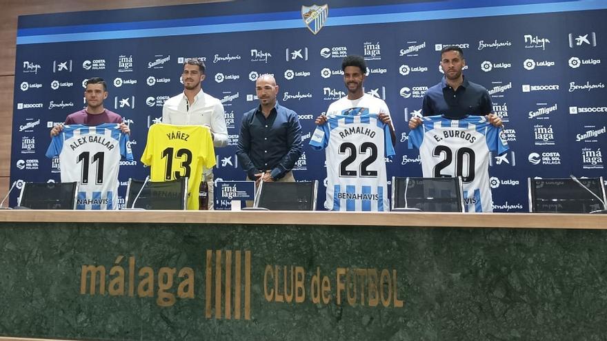 Presentación de Gallar, Yáñez, Ramalho y Burgos como jugadores del Málaga CF.