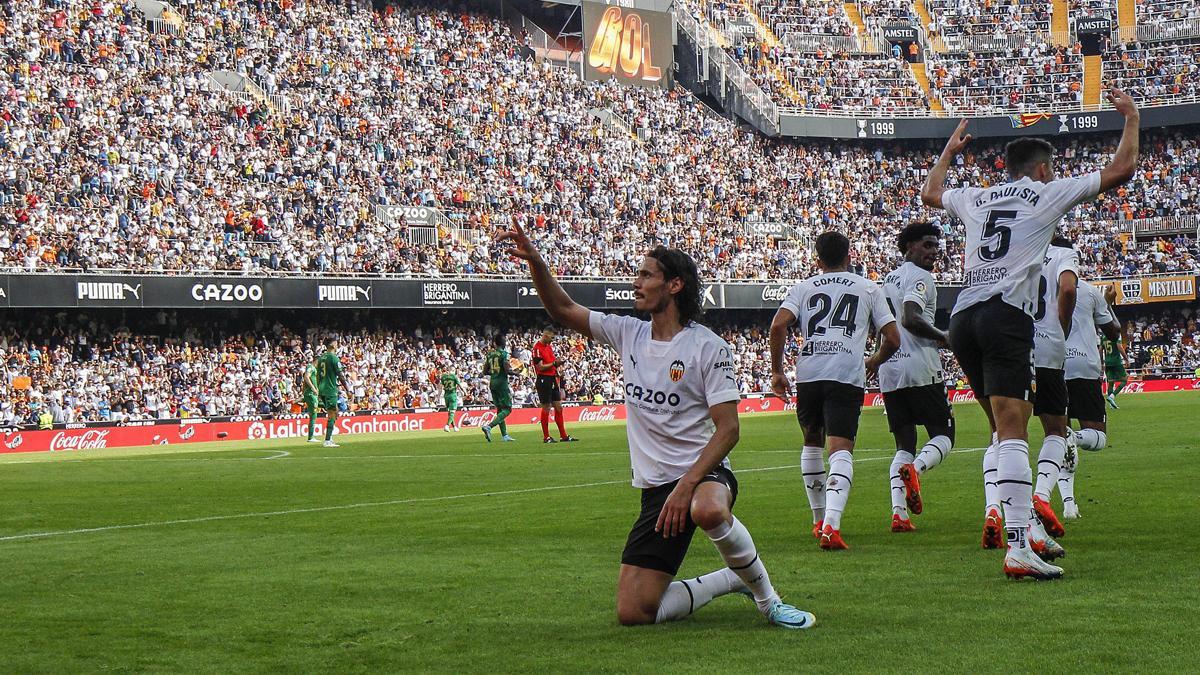 Cavani, tras marcar gol en Mestalla