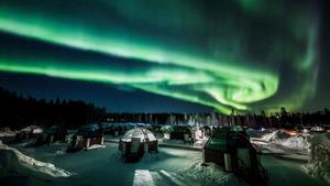 Una aurora boreal en Rovaniemi, Polonia.