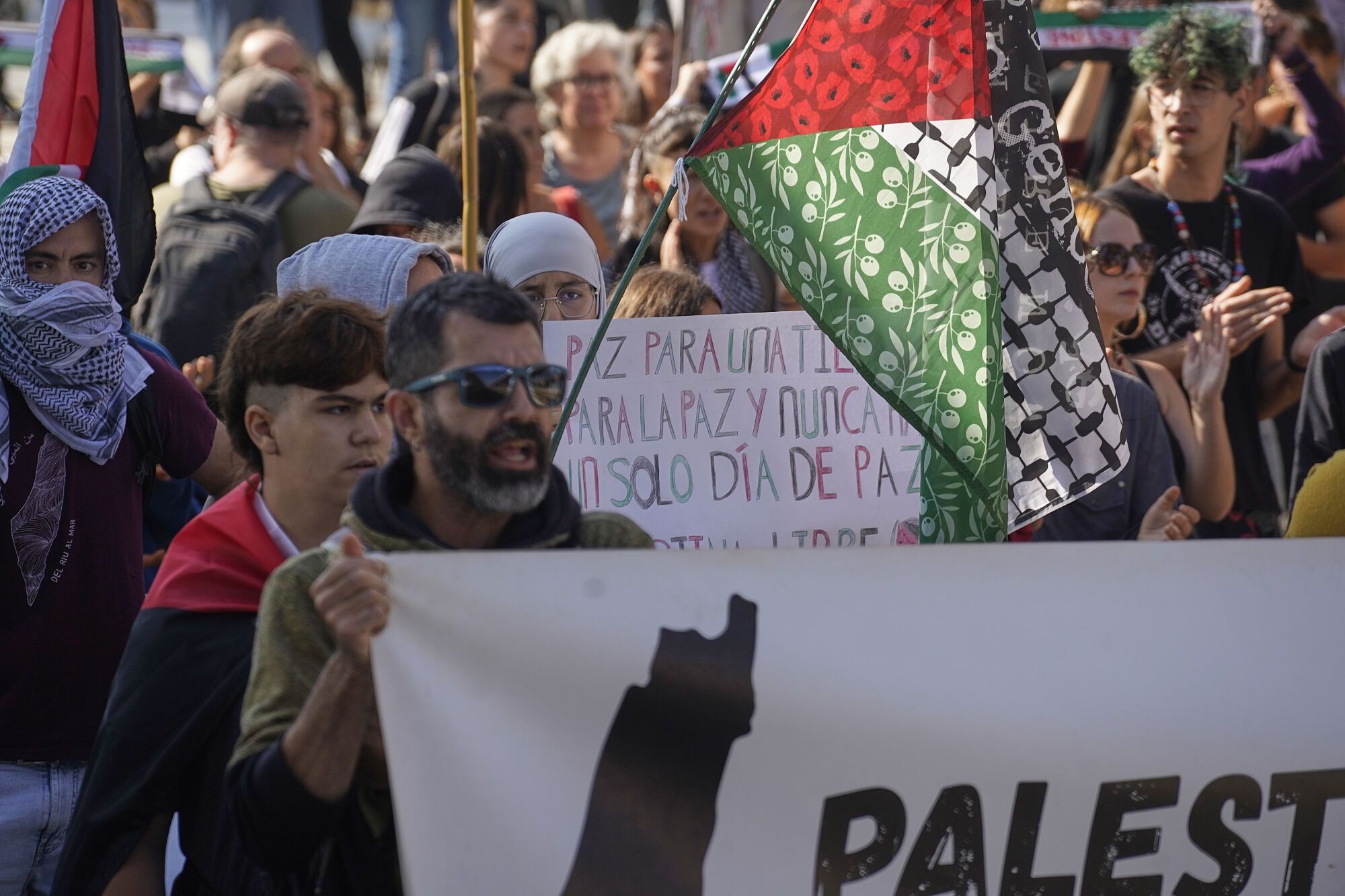 Girona estació tren convencional vies tallades manifestació propalestina intersindical