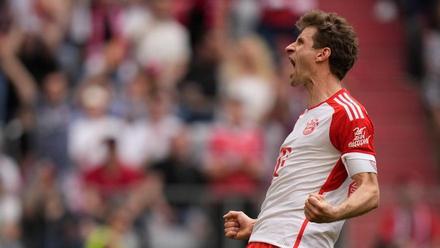 Müller celebra un gol ante el Köln