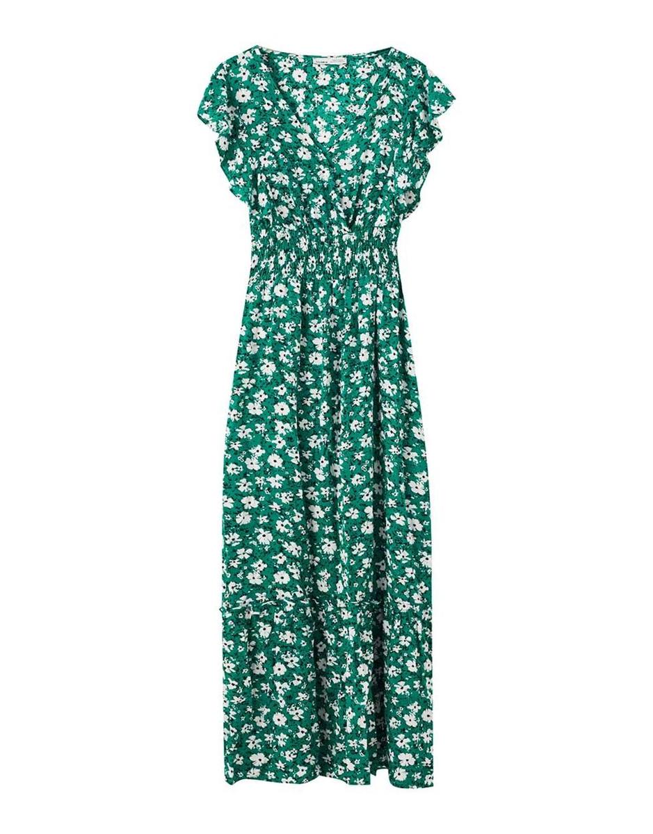 Vestido largo verde de flores de Pull&amp;Bear. (Precio: 25,99 euros)