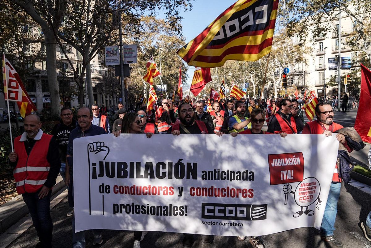 Manifestación de los conductores de autobuses en Barcelona Manifestación de los conductores de autobuses en Barcelona