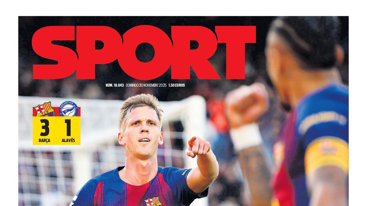Esta es la portada de SPORT de hoy domingo, 30 de noviembre de 2025