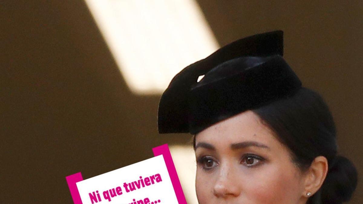 Meghan Markle con bocadillo sobre la gripe