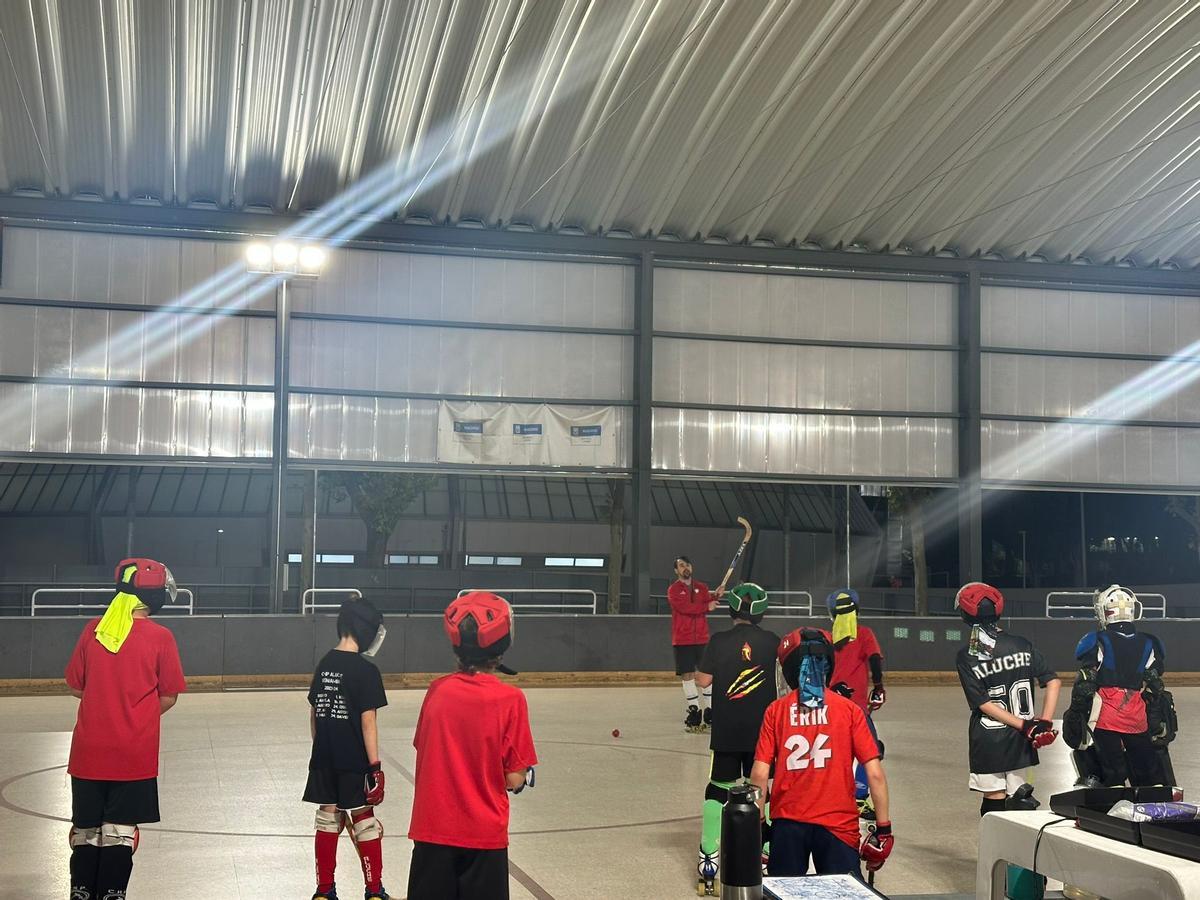 El equipo Alevín A durante un entrenamiento