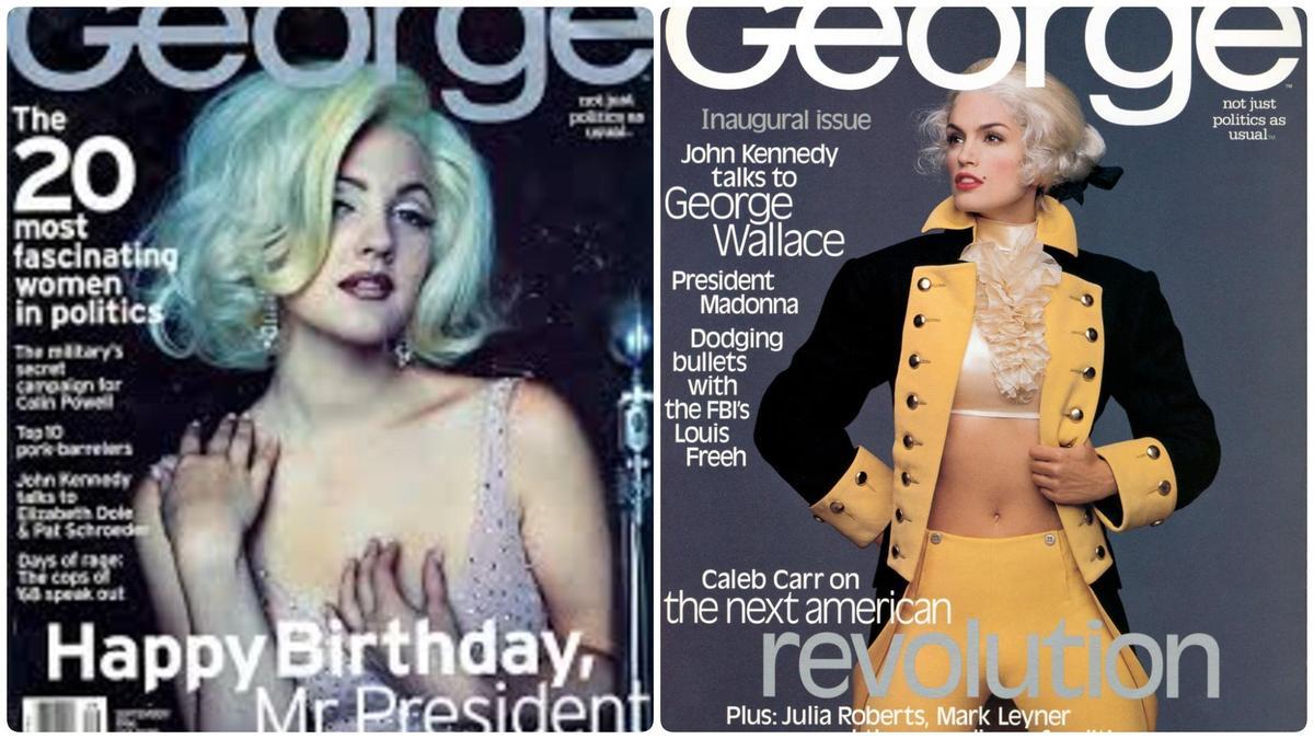 Dos de las portadas de 'George', la revista de John F. Kennedy Jr.