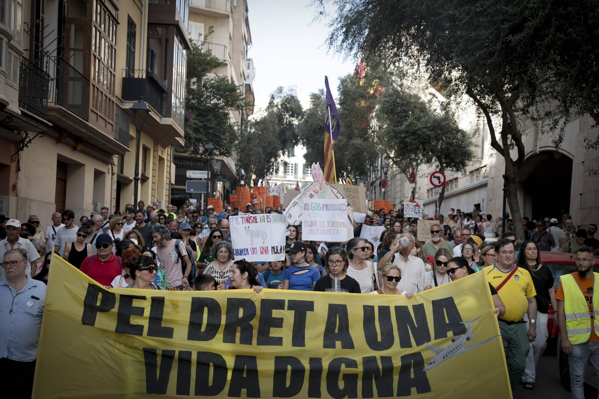 Las mejores pancartas y las imágenes de la manifestación contra la saturación turística en Mallorca