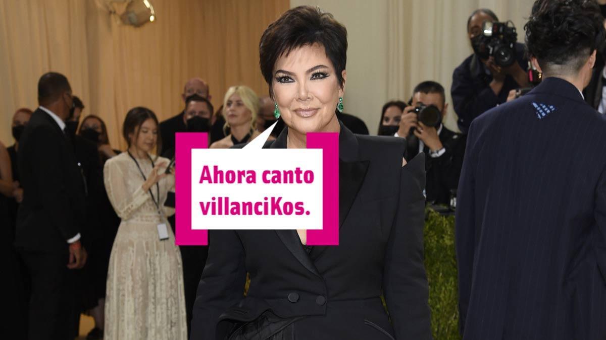 Kris Jenner con bocadillo cuore en la gala met