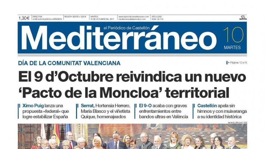 La portada de Mediterráneo de hoy