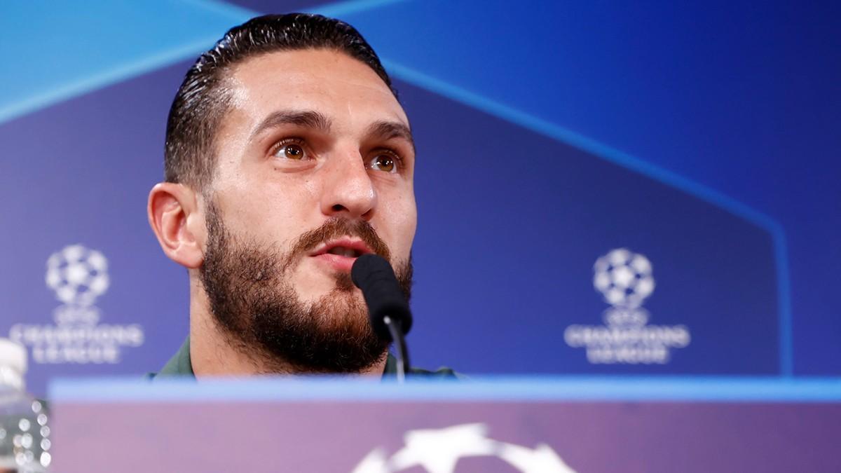 Koke durante la rueda de prensa previa al choque ante el Liverpool