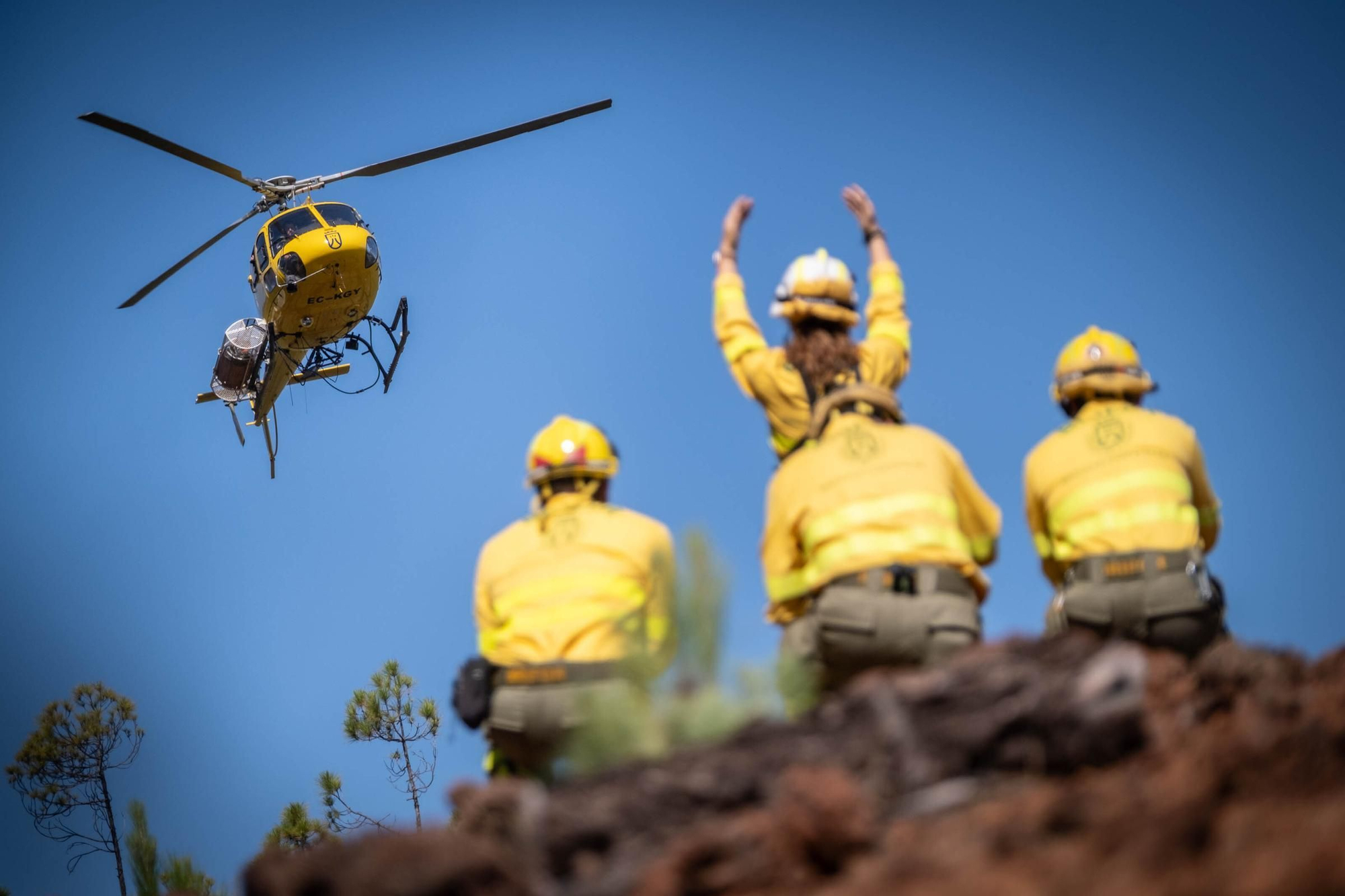 Reunión del Operativo de Incendios forestales en Montaña Bermeja, en Tenerife. 