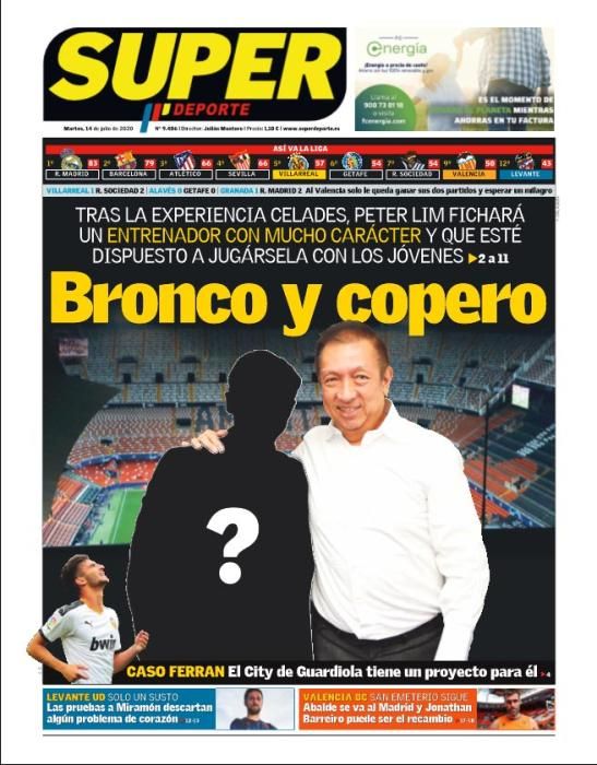 Portada SUPERDEPORTE martes 14 julio 2020