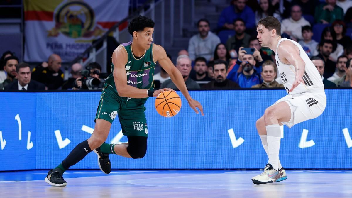 Tyson Pérez y Mario Hezonja, en el Real Madrid - Unicaja de la primera vuelta de la Liga Endesa