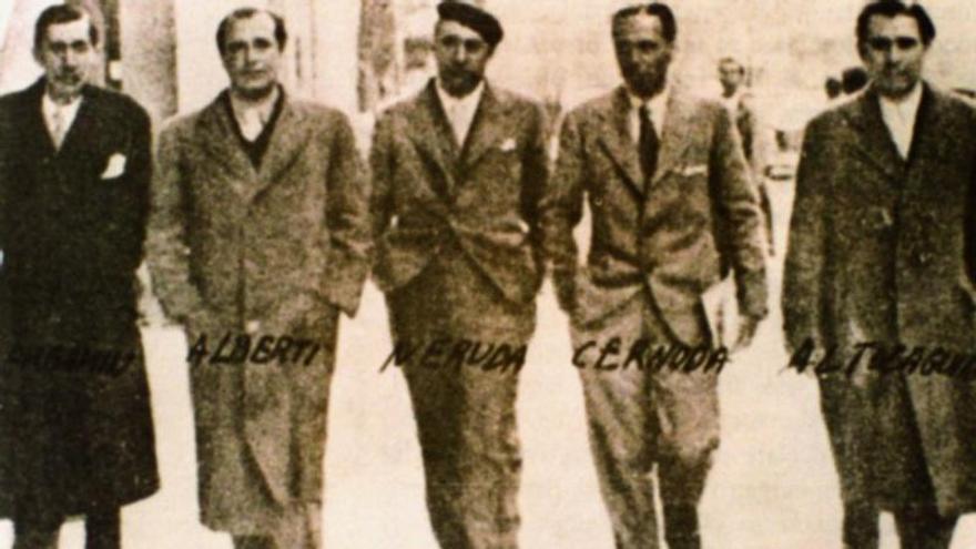Bergamín, Alberti, Neruda, Cernuda y Altolaguirre en Madrid, en 1935.