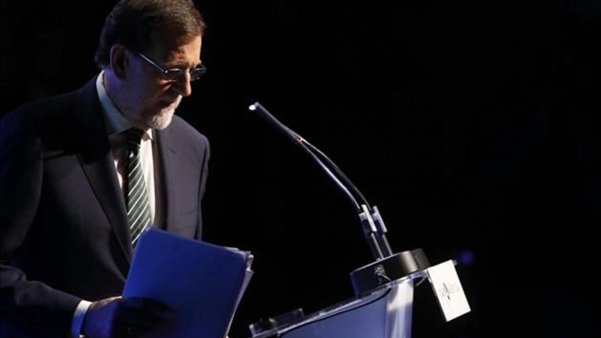 El presidente del Gobierno, Mariano Rajoy, en un acto este miércoles en Madrid sobre la 'marca España'