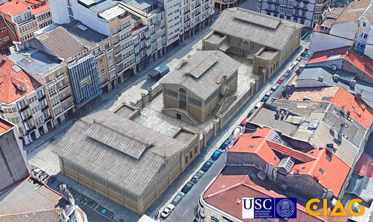 Vista aérea del antiguo mercado Eusebio da Guarda, situado en la plaza de Lugo.