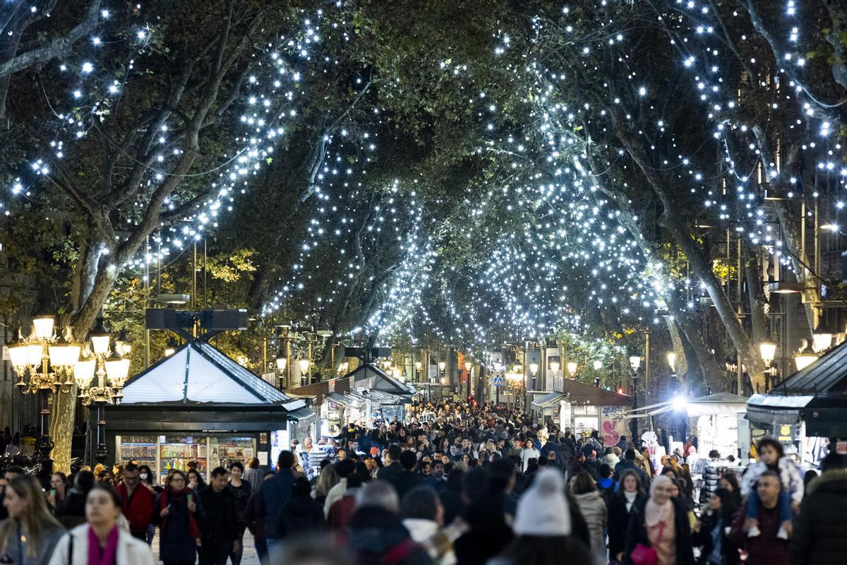 Encendido de las luces de navidad en La Rambla