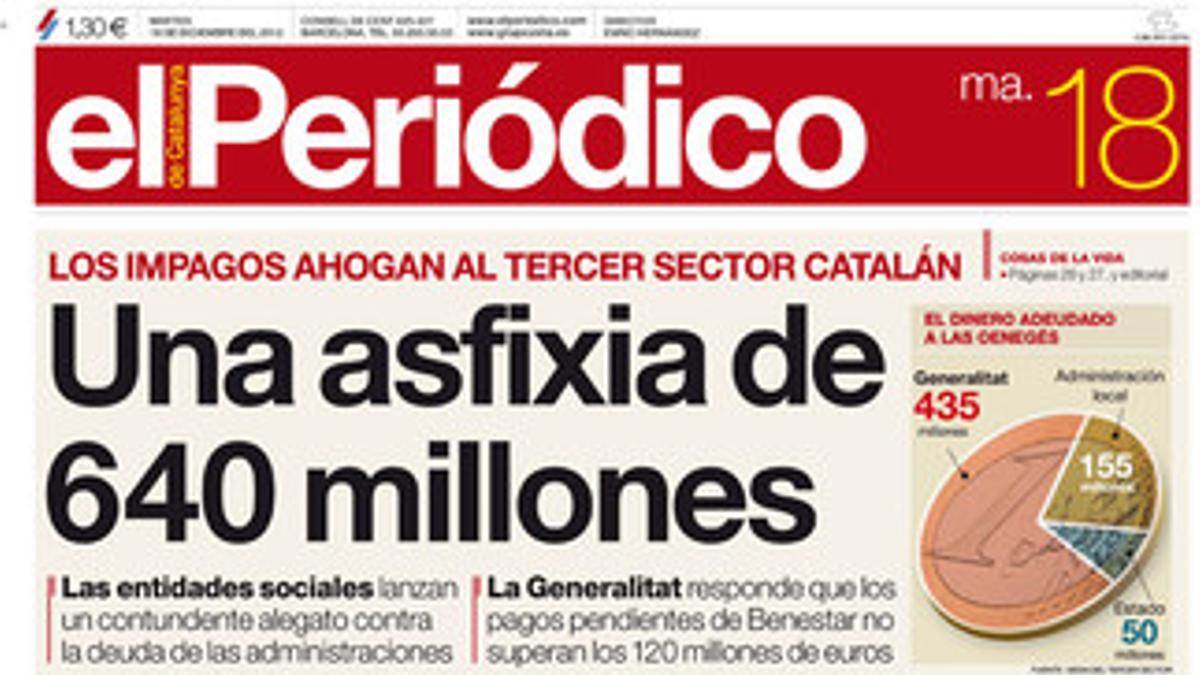 La portada de EL PERIÓDICO.