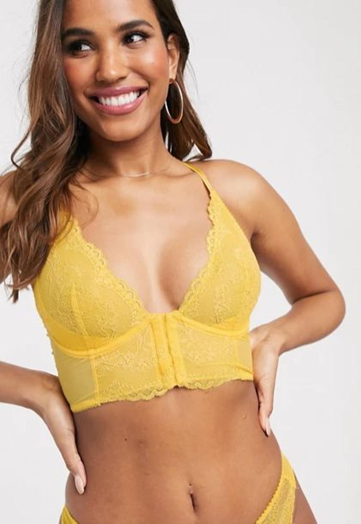 Sujetador largo de encaje amarillo Superboost de Gossard