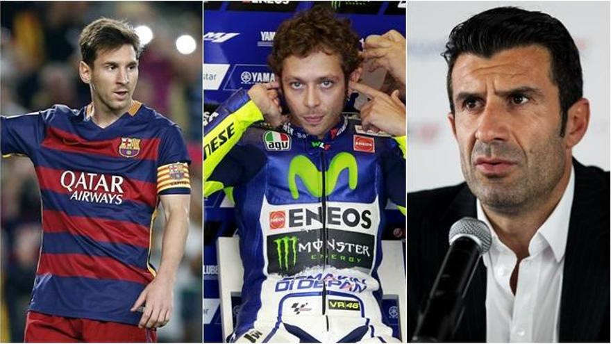 Messi, Valentino Rossi y Luis Figo.