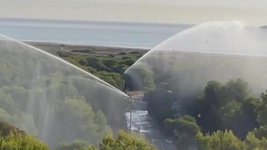 Cañones de agua en la Devesa de El saler.