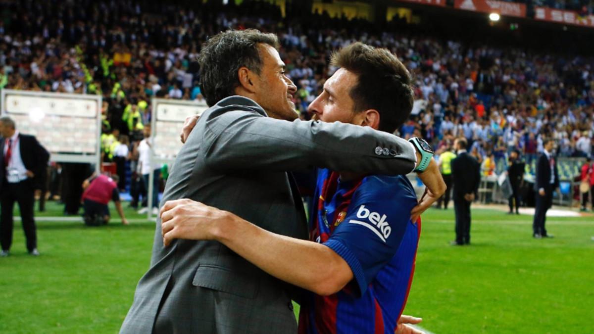 Lucho y Messi se fundieron en un abrazo tras la victoria ante el Alavés