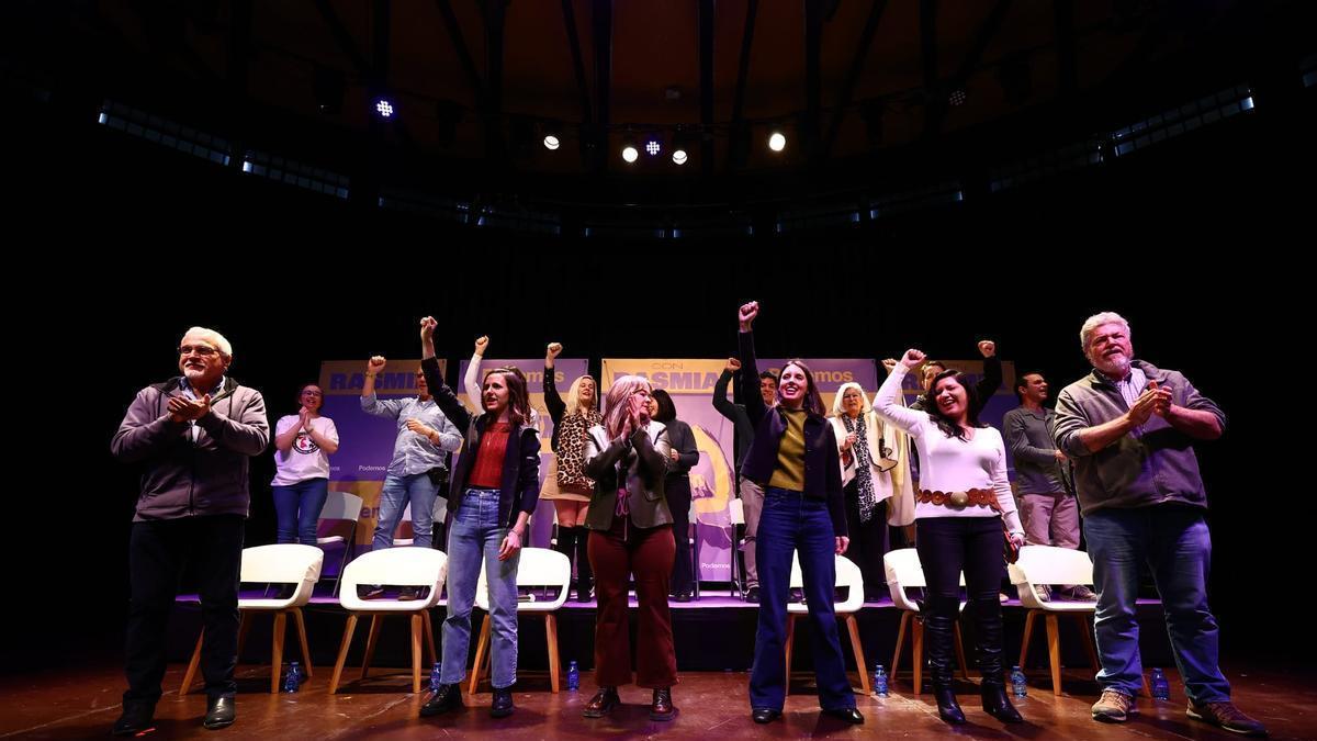 Mitin central de Podemos en Zaragoza por las elecciones del 8F en Aragón.
