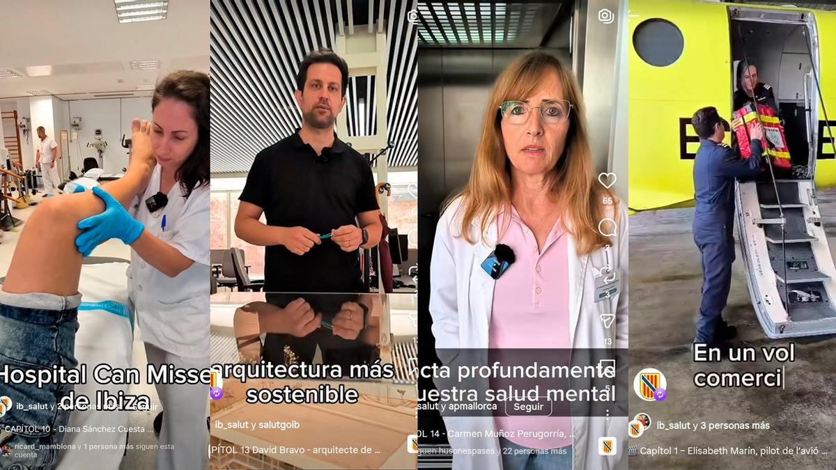 Capturas de pantalla de la campaña de vídeos del IB-Salut en redes sociales.