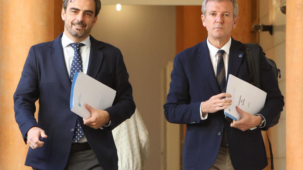 Diego Calvo y Alfonso Rueda, tras el Consello de la Xunta.