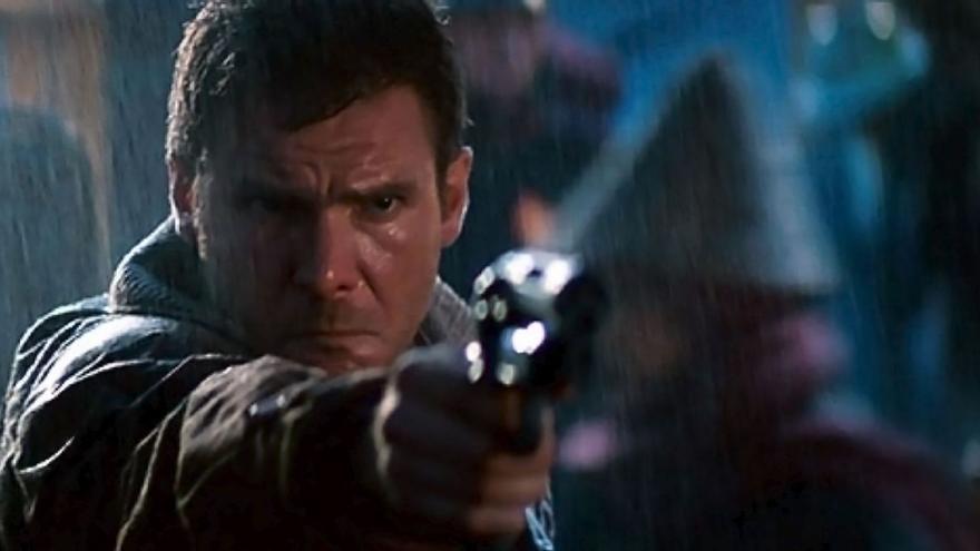 Harrison Ford/Rick Deckard en Blade Runner (1982).