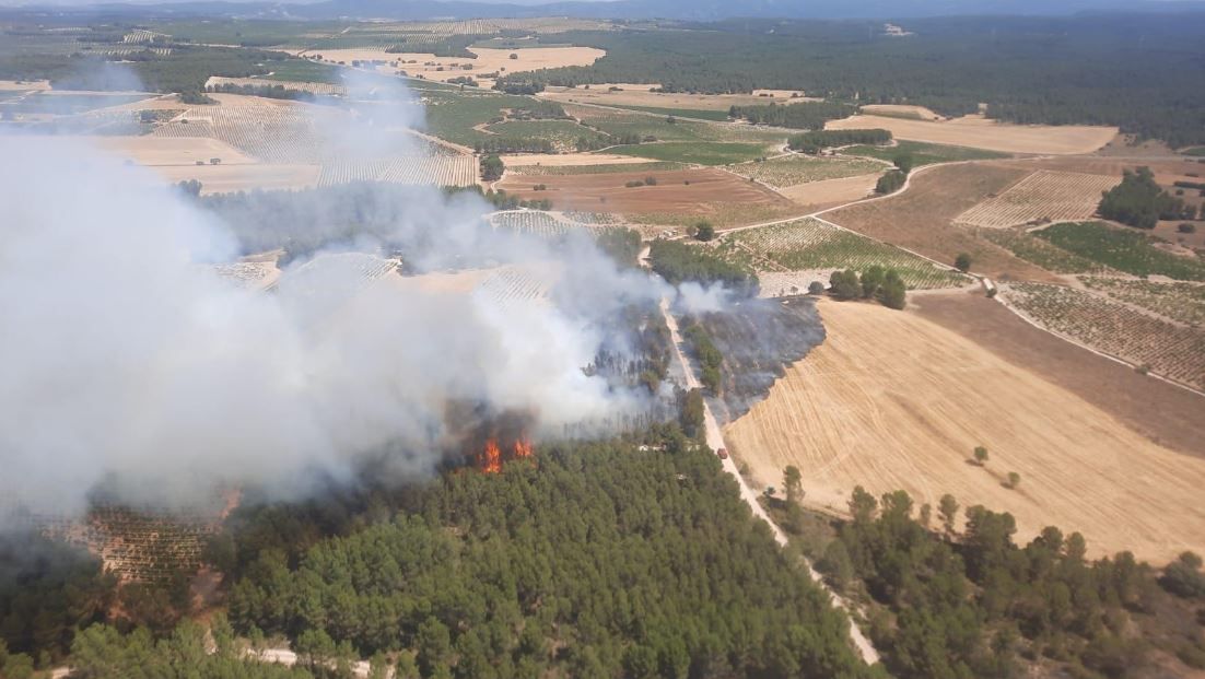 Declarado un incendio en Requena entre las aldeas de Los Pedrones y Casas del Río